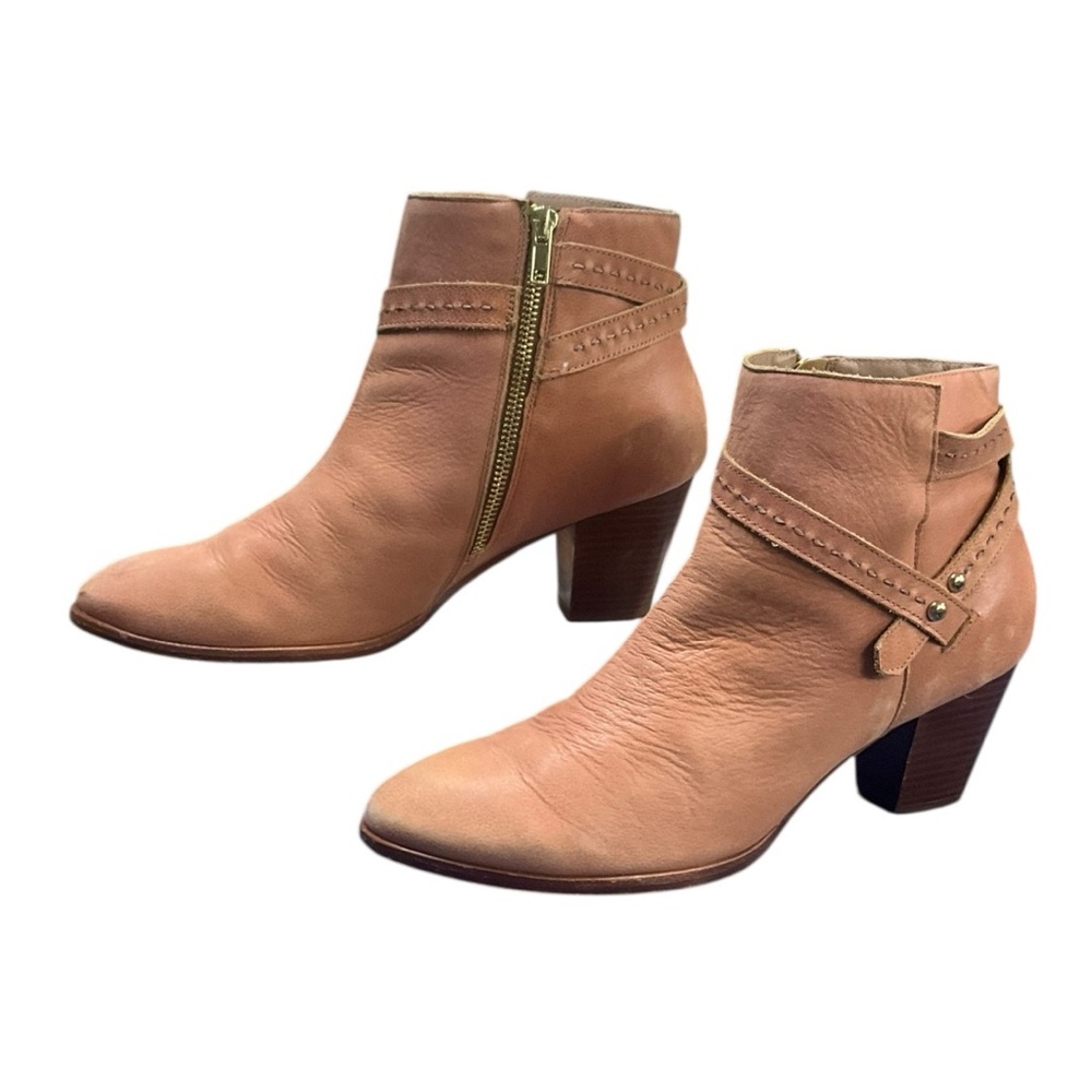 🍑 Anthropologie Style Peach Leather Boots‎ Sz 11M 👢 Rustic Boho